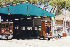
Soller Railway '1' on shed at Soller, Mallorca, May 2003